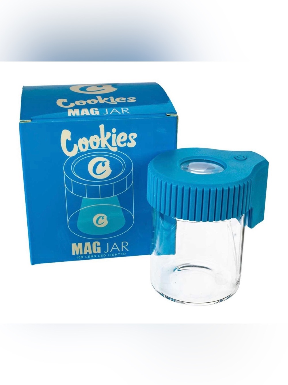 NIB Blue Cookies LED Lit Airtight Mag Jar